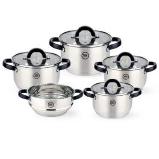 Garnki  9 elementów MG Home Black 7105023208 nierdzewne